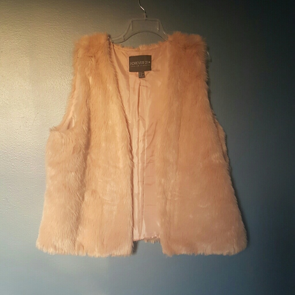 Pink Plus Size Faux Fur Vest